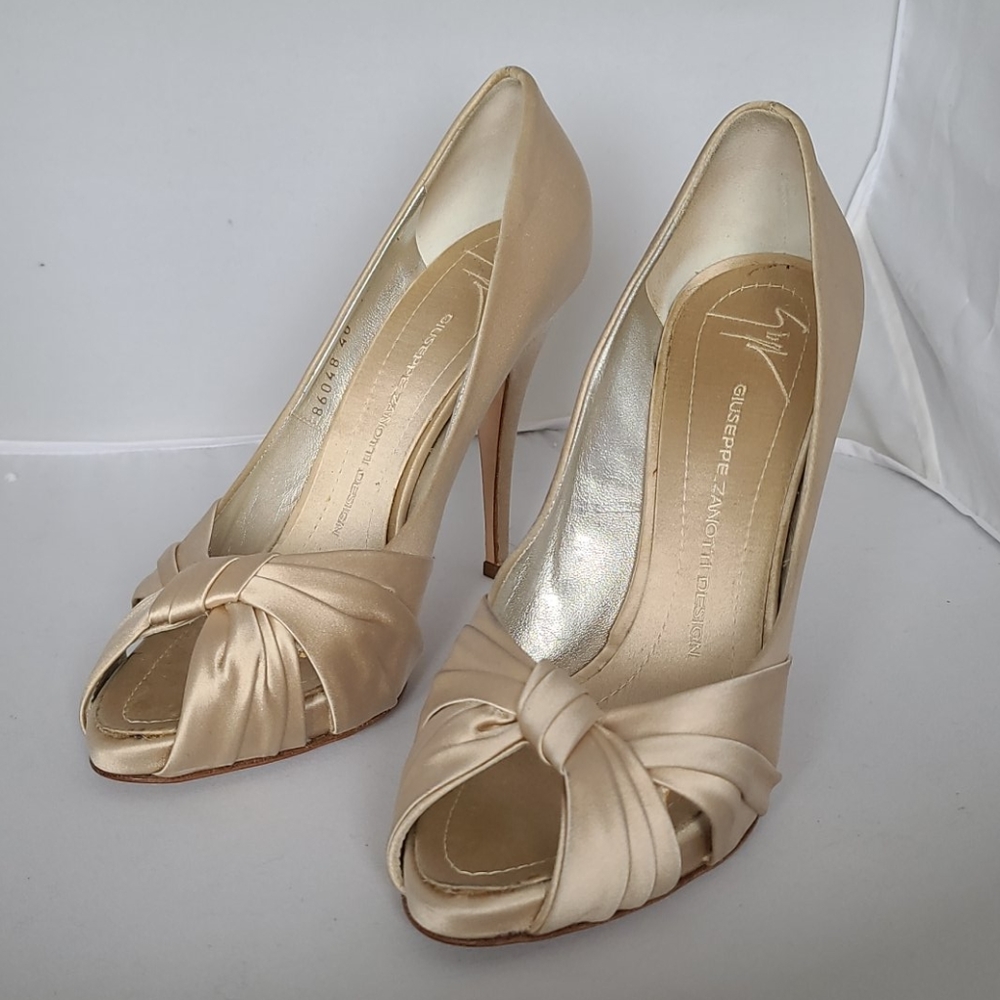 Giuseppe Zanotti Satin Peep Toe Heels